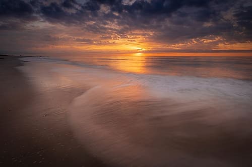 USA-New Jersey-Cape May National Seashore Sunrise on ocean shore Coastal Print